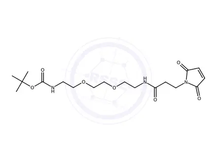 Chemical structure of 5,8-Dioxa-2,11-diazatetradecanoic acid, 14-(2,5-dihydro-2,5-dioxo-1H-pyrrol-1-yl)-12-oxo-, 1,1-dimethylethyl ester