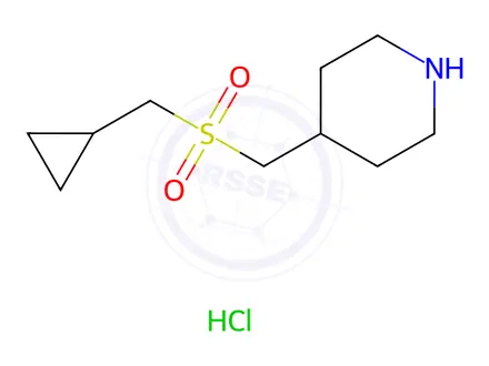 Chemical structure of 4-{[(Cyclopropylmethyl)sulfonyl]methyl}piperidine hydrochloride