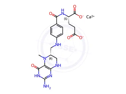 Chemical structure of Calcium-D-5-Methyltetrahydrofolic acid