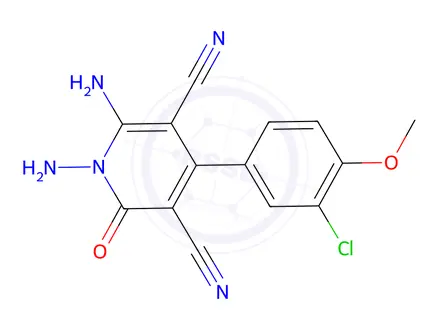 Chemical structure of 1,6-Diamino-4-(3-chloro-4-methoxyphenyl)-2-oxo-1,2-dihydropyridine-3,5-dicarbonitrile