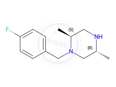 Chemical structure of Piperazine, 1-[(4-fluorophenyl)methyl]-2,5-dimethyl-, (2S,5R)-