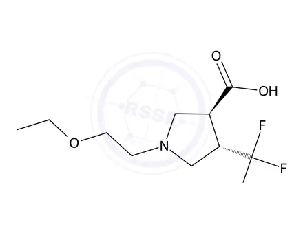 Chemical structure of (3S,4S)-1-(2-ethoxyethyl)-4-(trifluoromethyl)pyrrolidine-3-carboxylic acid