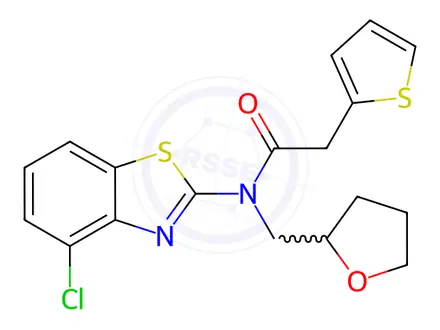 Chemical structure of N-(4-chloro-1,3-benzothiazol-2-yl)-N-(oxolan-2-ylmethyl)-2-thiophen-2-ylacetamide