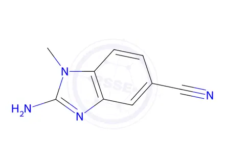 Chemical structure of 1H-Benzimidazole-5-carbonitrile,2-amino-1-methyl-(9CI)