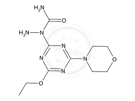 Chemical structure of 1-(4-Ethoxy-6-morpholino-1,3,5-triazin-2-yl)hydrazinecarboxamide