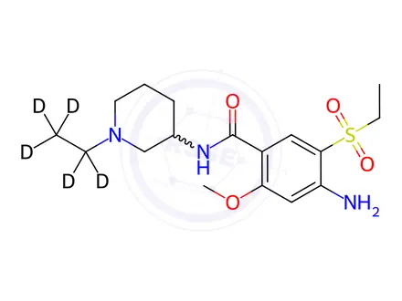 Chemical structure of 4-Amino-N-(1-ethyl-3-piperidinyl)-5-(ethylsulfonyl)-2-methoxybenzamide-d5