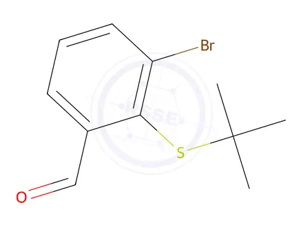 Chemical structure of 3-bromo-2-(tert-butylsulfanyl)benzaldehyde