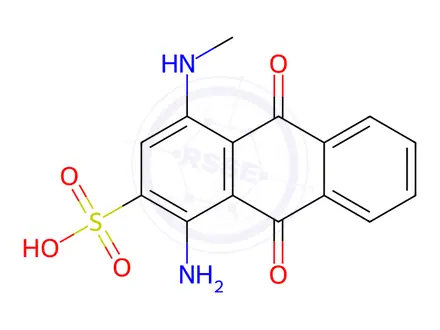Chemical structure of 1-amino-4-(methylamino)-9,10-dioxo-9,10-dihydroanthracene-2-sulfonic acid
