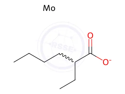 Chemical structure of 2-ethylhexanoic acid, molybdenum salt