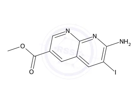 Chemical structure of Methyl 7-amino-6-iodo-1,8-naphthyridine-3-carboxylate