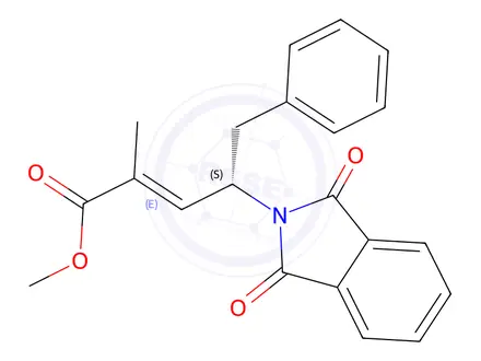 Chemical structure of (S,E)-Methyl 2-methyl-4-(1,3-dioxoisoindolin-2-yl)-5-phenylpent-2-enoate