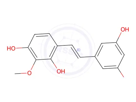 Chemical structure of 4-[(E)-2-(3,5-dihydroxyphenyl)ethenyl]-2-methoxy-benzene-1,3-diol