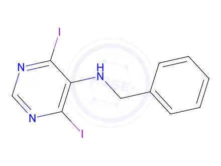 Chemical structure of N-Benzyl-4,6-diiodopyrimidin-5-amine