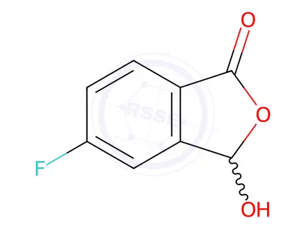 Chemical structure of 1(3H)-Isobenzofuranone, 5-fluoro-3-hydroxy-
