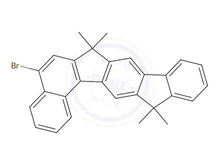 Chemical structure of Benz[g]indeno[1,2-b]fluorene,-bromo-7,13-dihydro-7,7,13,13-tetramethyl-