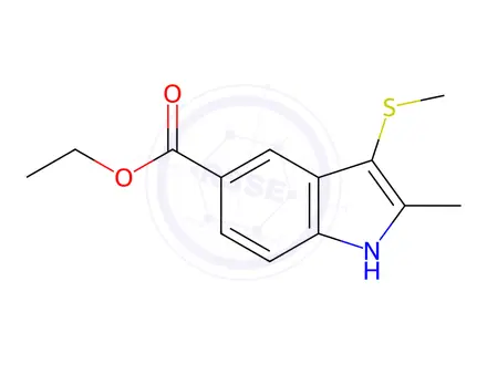 Chemical structure of Ethyl 2-methyl-3-methylsulfanyl-1h-indole-5-carboxylate