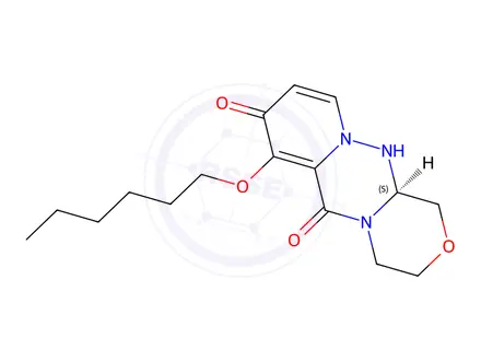 Chemical structure of (S)-7-(hexyloxy)-3,4,12,12a-tetrahydro-1H-[1,4]oxazino[3,4-c]pyrido[2,1-f][1,2,4]triazine-6,8-dione