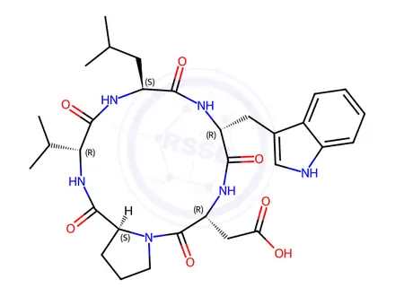 Chemical structure of BQ-122 [Cyclo(D-Trp-D-Asp-Pro-D-Val-Leu)]