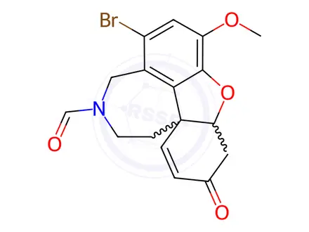 Chemical structure of 1-bromo-3-methoxy-6-oxo-4a,5,9,10-tetrahydro-6H-benzo[2,3]benzofuro[4,3-cd]azepine-11(12H)-carbaldehyde