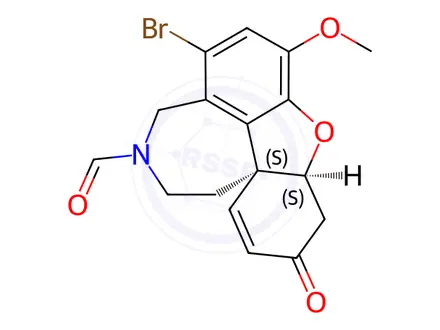 Chemical structure of 4a,5,9,10,11,12-hexahydro-1-bromo-3-methoxy-11-formyl-6H-benzofuro[3a,3,2-ef ][2]benzazepin-6-one