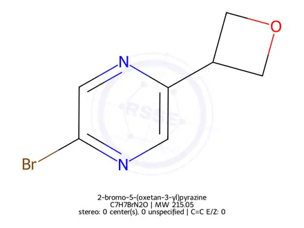 Chemical structure of 2-bromo-5-(oxetan-3-yl)pyrazine