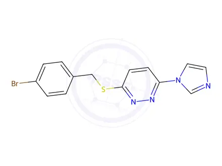 Chemical structure of 3-((4-Bromobenzyl)thio)-6-(1H-imidazol-1-yl)pyridazine