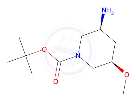 Chemical structure of tert-Butyl (3S,5R)-3-amino-5-methoxypiperidine-1-carboxylate