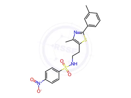 Chemical structure of N-[2-[4-methyl-2-(3-methylphenyl)-1,3-thiazol-5-yl]ethyl]-4-nitrobenzenesulfonamide