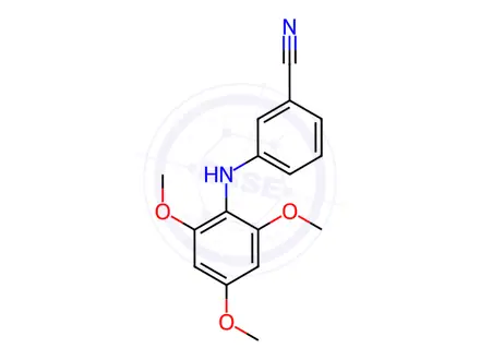 Chemical structure of 3-[(2,4,6-Trimethoxyphenyl)amino]benzonitrile