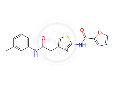 Chemical structure of N-(4-(2-Oxo-2-(m-tolylamino)ethyl)thiazol-2-yl)furan-2-carboxamide