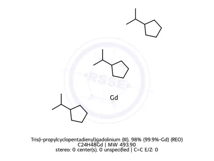 Chemical structure of Tris(i-propylcyclopentadienyl)gadolinium (III), 98% (99.9%-Gd) (REO)