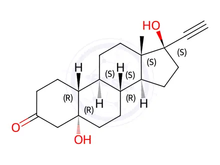 Chemical structure of 5,17-dihydroxy-5,17,19-norpregn-20-yn-3-one