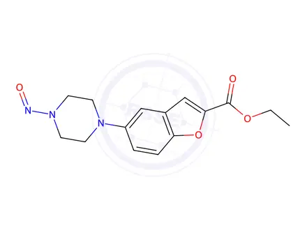 Chemical structure of Ethyl 5-(4-nitroso piperazin-1-yl)-1-benzofuran-2-carboxylate