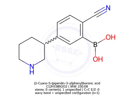 Chemical structure of (2-Cyano-5-(piperidin-3-yl)phenyl)boronic acid