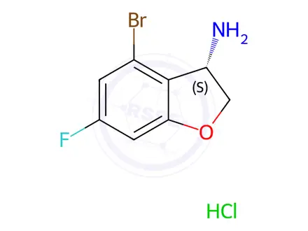 Chemical structure of (S)-4-Bromo-6-fluoro-2,3-dihydrobenzofuran-3-amine hydrochloride