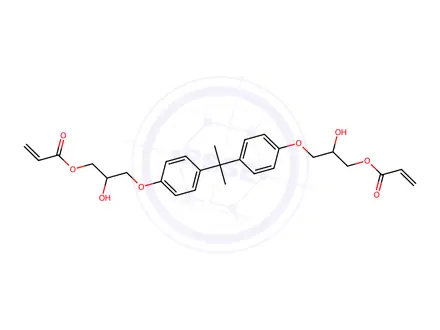 Chemical structure of 2-Propenoic acid, (1-methylethylidene)bis(4,1-phenyleneoxy(2-hydroxy-3,1-propanediyl)) ester