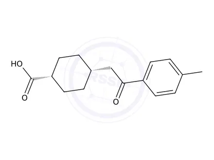 Chemical structure of cis-4-[2-(4-Methylphenyl)-2-oxoethyl]-cyclohexane-1-carboxylic acid