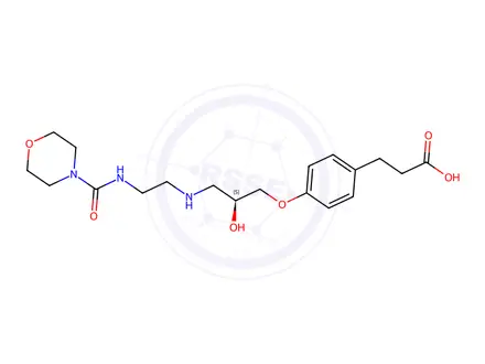 Chemical structure of (S)-3-(4-(2-Hydroxy-3-((2-(morpholine-4-carboxamido)ethyl)amino)propoxy)phenyl)propanoic Acid