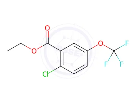 Chemical structure of Benzoic acid, 2-chloro-5-(trifluoromethoxy)-, ethyl ester