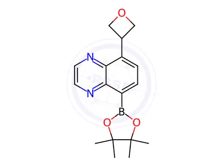 Chemical structure of 5-(oxetan-3-yl)-8-(4,4,5,5-tetramethyl-1,3,2-dioxaborolan-2-yl)quinoxaline