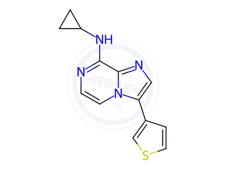 Chemical structure of N-Cyclopropyl-3-(thiophen-3-yl)imidazo[1,2-a]pyrazin-8-amine