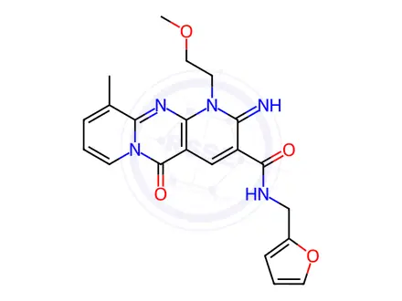 Chemical structure of N-(Furan-2-ylmethyl)-2-imino-1-(2-methoxyethyl)-10-methyl-5-oxo-2,5-dihydro-1H-dipyrido[1,2-a:2',3'-d]pyrimidine-3-carboxamide