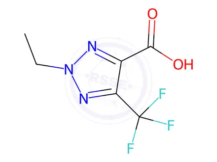 Chemical structure of 2-ethyl-5-(trifluoromethyl)-2H-1,2,3-triazole-4-carb oxylic acid