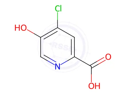 Chemical structure of 4-chloro-5-hydroxy-pyridine-2-carboxylic acid