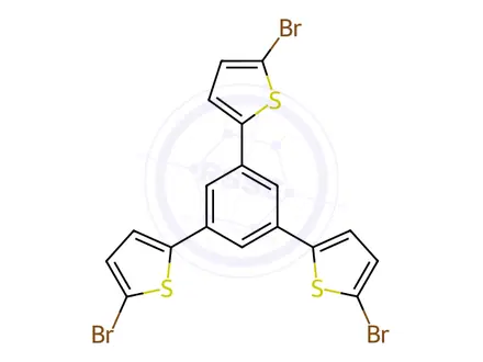 Chemical structure of Thiophene, 2,2',2''-(1,3,5-benzenetriyl)tris[5-bromo-