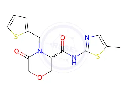 Chemical structure of N-(5-Methylthiazol-2-yl)-5-oxo-4-(thiophen-2-ylmethyl)morpholine-3-carboxamide