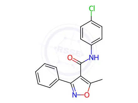 Chemical structure of N-(4-chlorophenyl)-5-methyl-3-phenylisoxazole-4-carboxamide