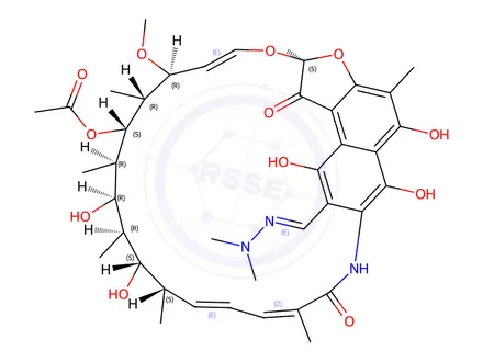 Chemical structure of 3-((dimethylhydrazono)methyl)rifamycin SV