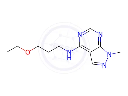 Chemical structure of N-(3-Ethoxypropyl)-1-methyl-1H-pyrazolo[3,4-d]pyrimidin-4-amine