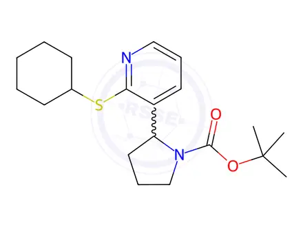 Chemical structure of tert-Butyl 2-(2-(cyclohexylthio)pyridin-3-yl)pyrrolidine-1-carboxylate